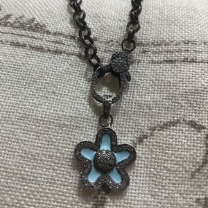 charm necklace with black diamonds